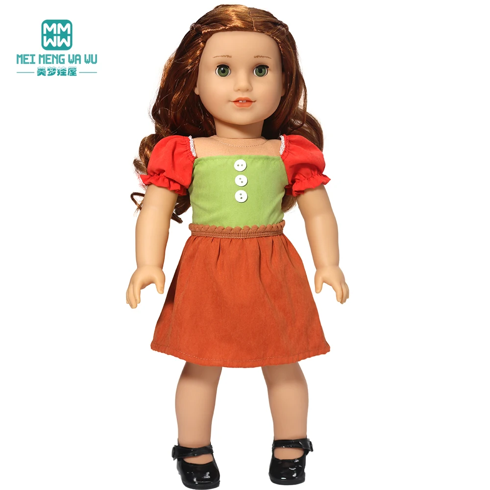 Clothes for doll fit 45 cm American doll accessories Fashion Polka dot shirts, denim skirts, shoes Girl's gift