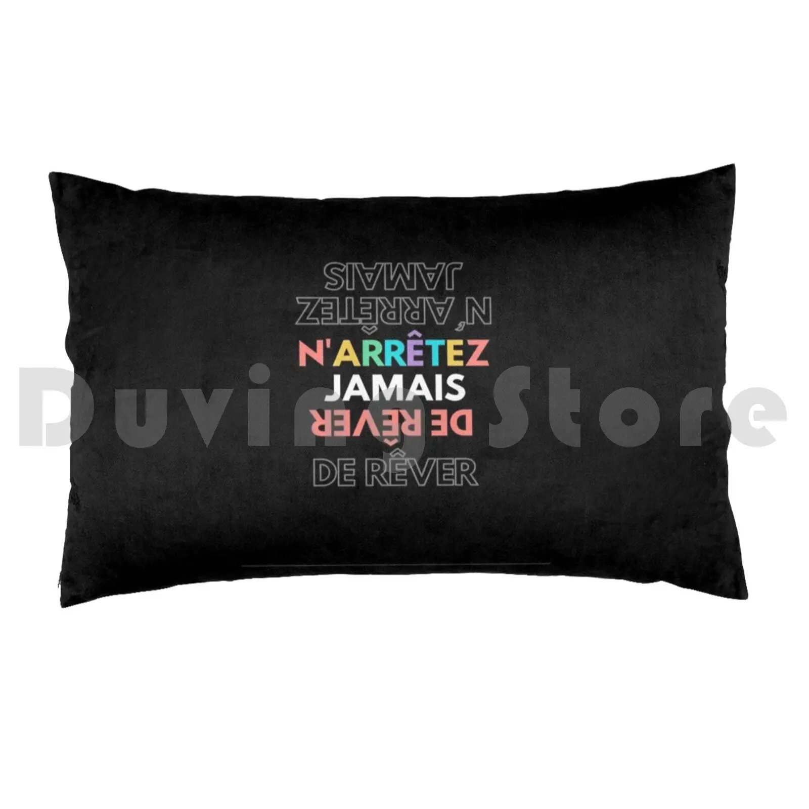 Pillow Case N'arrêtez Jamais De Rêver / Never Stop Dreaming / French Inspirational Message Slogan Face