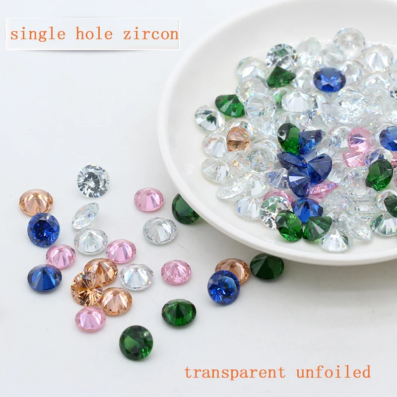 Spark 6.0mm 8.0 mm10mm AAAAA Grade Cubic Zirconia Stone Multicolor Round single Hole cucito gemma accessori per gioielli da donna