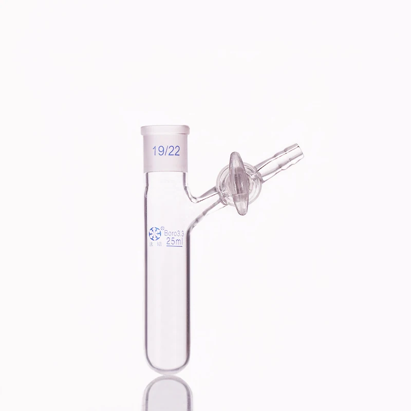 

Reaction tube with glass valve and standard gr mouth,Capacity 25ml and joint 19/22,High borosilicate glass