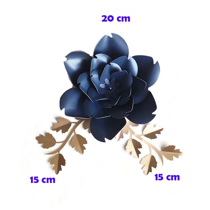 Artificial Flowers 20CM + Leaves 15CM Fleurs Artificielles Backdrop DIY Giant Paper Flowers Wedding Party Decor Baby Shower