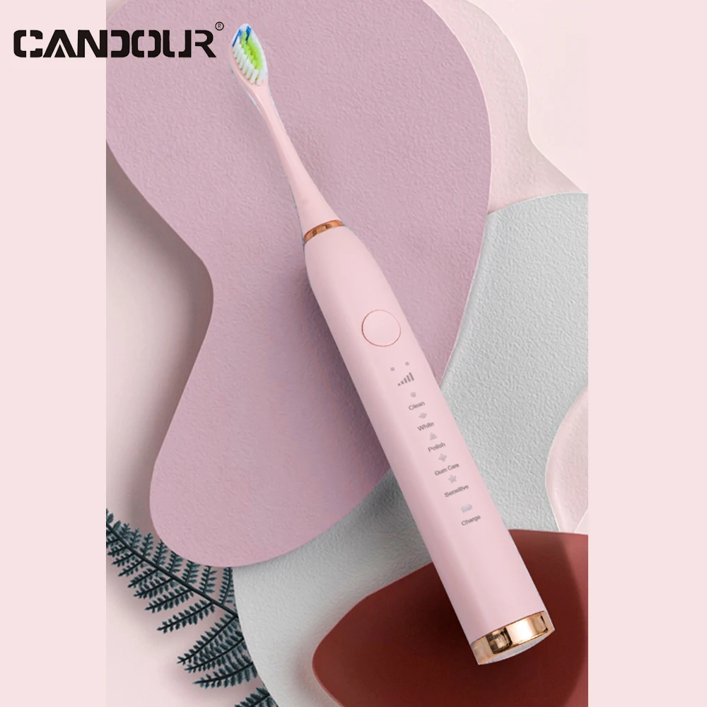 CANDOUR CD5138 Bàn Chải Đánh Răng Điện USB Tặng Cục Sạc Âm Bàn Chải Đánh Răng Dành Cho Người Lớn Thay Thế Đầu Bàn Chải Với 16 Đầu Bàn Chải