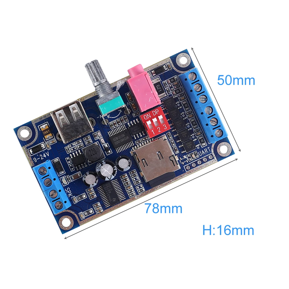 10W 25W MP3 Voice Sound Player Module DIY Voice Broadcast Board Programmable Control Support TF Card U-Disk DC 12V-24V