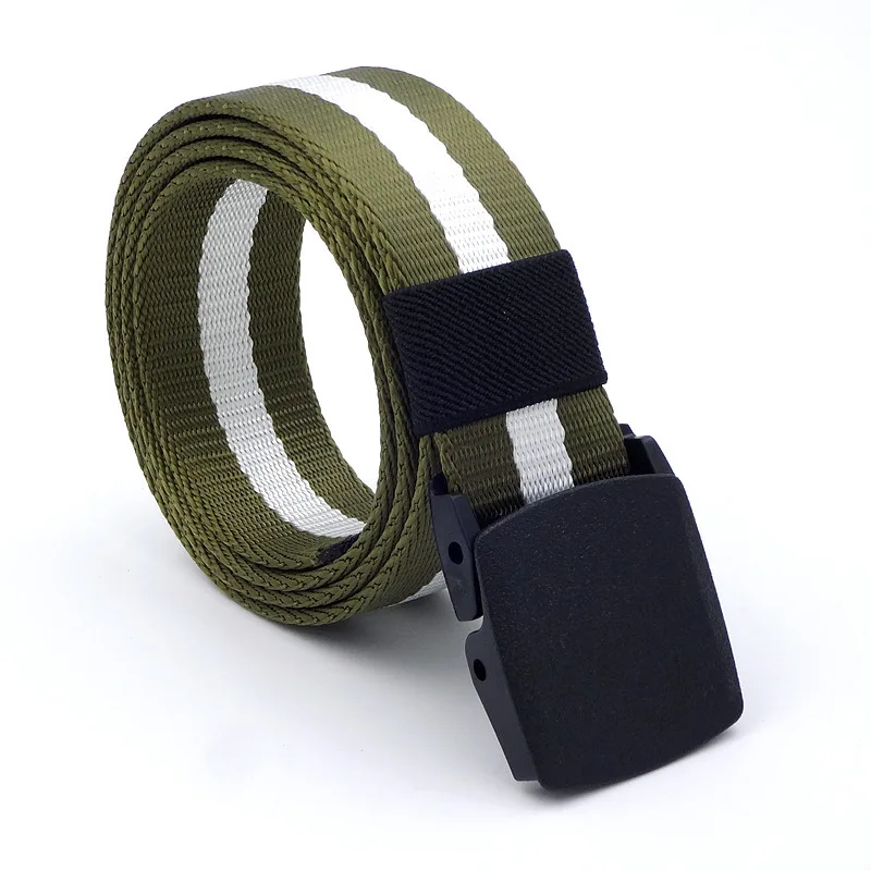 Men's Black Nylon Belt  Fashion Outdoor Plastic steel Automatic Buckle Canvas Belts Casual Pants Cool Wild luxury Waist Belts