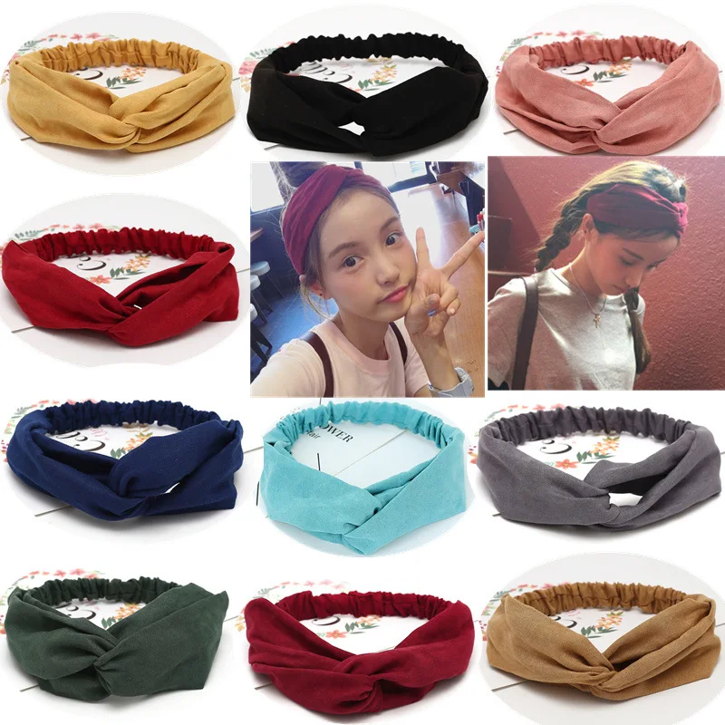 

Women Suede Solid Headbands Turban Knot Elastic Hairbands Girls Knot Headdress Hair Wrap Accessories princess scrunchie clips