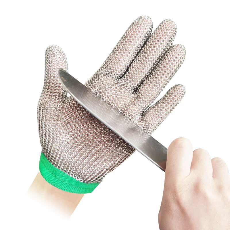 Go guantes de malla con anillo de acero inoxidable, anticorte, cuchillo, resistente, cadena, correo, protección de manos, guante de carnicero de cocina