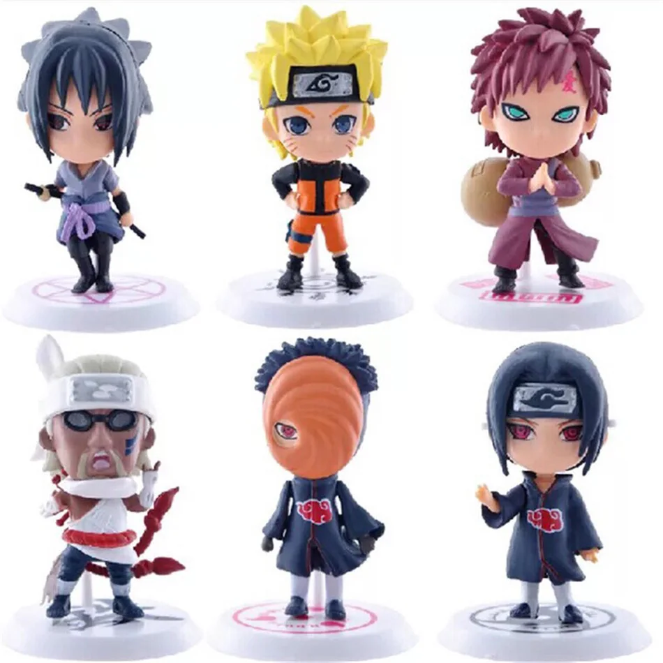 6pcs/set Naruto Shippuden Anime Action Figure Hatake Kakashi 18/19 Q Version Model 7CM PVC Uzumaki Naruto Statue Collectible Toy