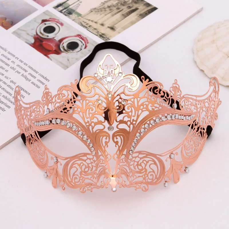 High-End Venice Metal Diamond Mask Gold-Plated Silver-Plated Rose Gold Masquerade Mask