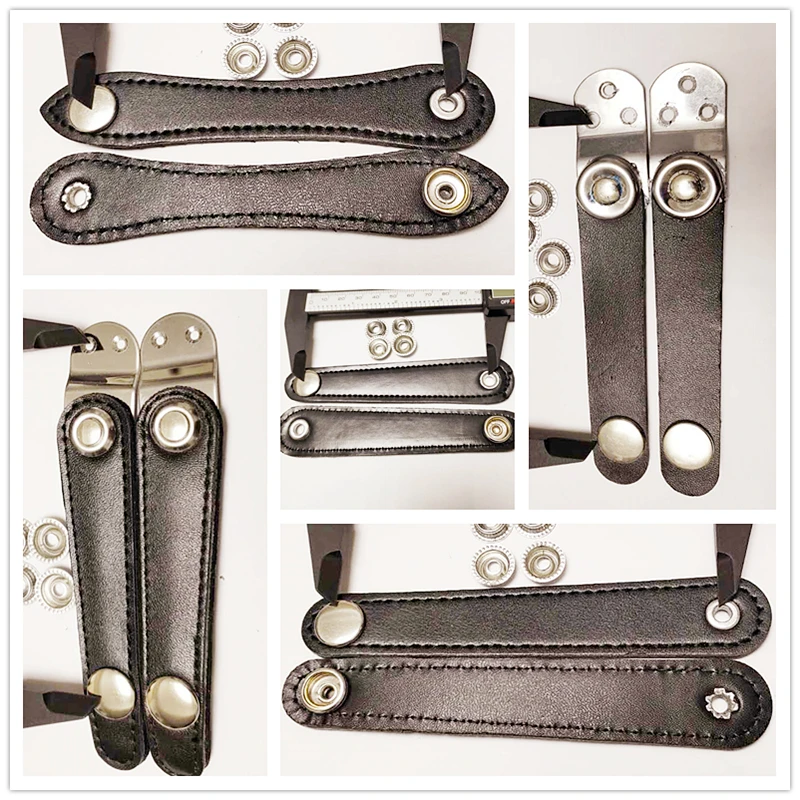 Black Leather Multi Model Bellows With Metal Extension Film 4-BUCKLE For Accordion, With Rivet Button Processing Tool