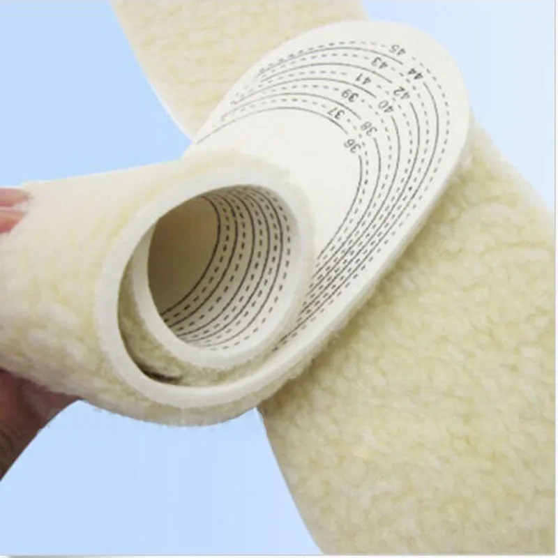 Unisex Winter Wool Warm Heated Insoles Thermal Thickened Warm Keeping Shoes Pad For Men And Women Fleece Cut Size