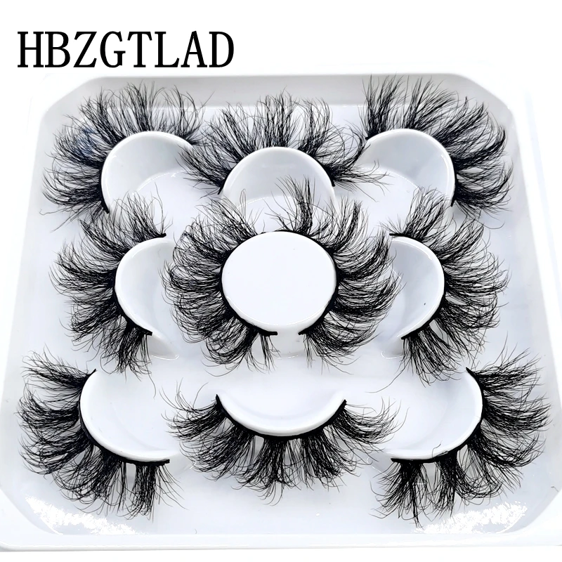 5 Pairs 10-25mm 3d Mink Lashes Bulk Faux with Custom Box Wispy Natural Mink Lashes Pack Short Wholesales Natural False Eyelashes