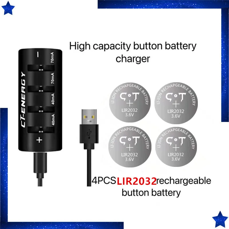 High capacity smart button battery charger compatible with various specifications batteries mini portable 40mA 70ma