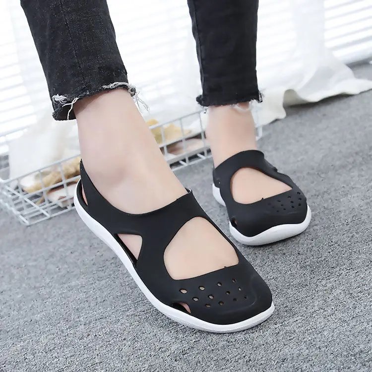 New Non-slip Soft Bottom Women Jelly Shoes Summer Ladies Flat Beach Sandals Plastic  Women Summer Casual Sandals