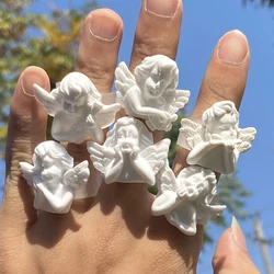 Trendy White Cute Cupid Angel Resin Ring For Women Men Vintage Creative Geometric Adjustable Finger Ring Fashion Jewelry Gifts