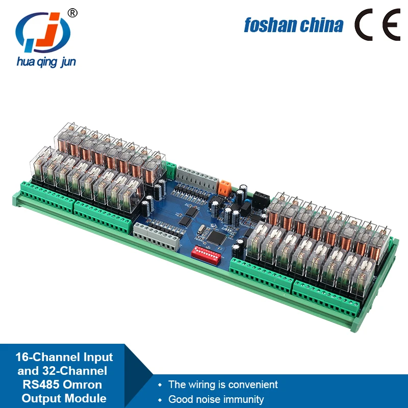 Huaqingjun 16 Inputs 32 Outputs RS485 Communication Relay Module DC12V/24V Modbus RTU Relays for Contactors