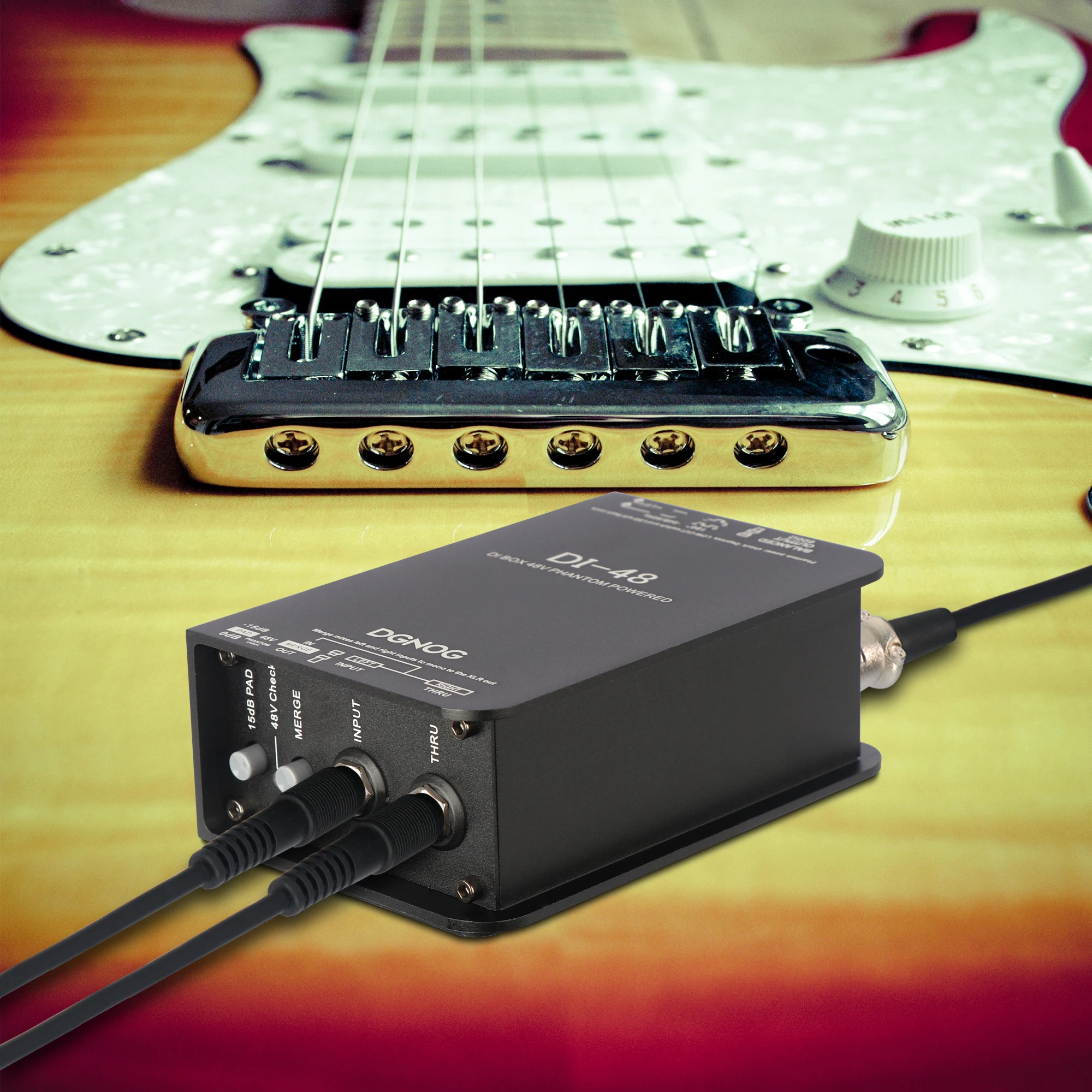 DGNOG DI48 다이렉트 박스, 팬텀 파워 액티브 DI 박스, 베이스, 일렉트릭 피아노, 일렉트릭 기타, 전문 밴드 호환, 48V
