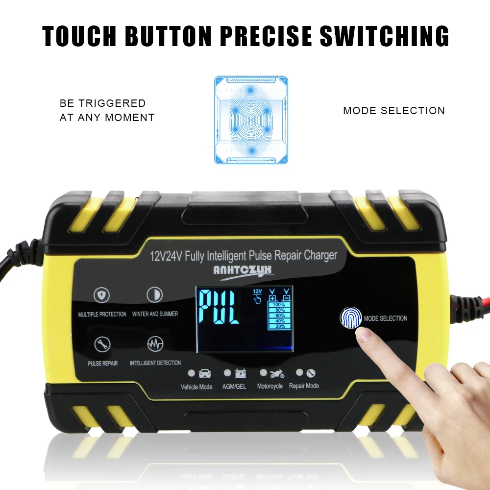 12V 24V EU US UK Plug caricabatteria per auto batteria al piombo strumenti di riparazione a impulsi Smart Digital Automobile accessori per moto