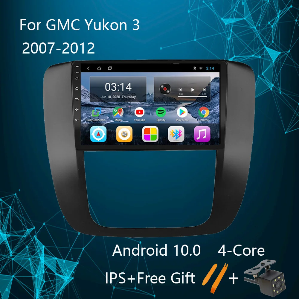 

Автомобильный мультимедийный плеер 2DIN, Android 10,0, аудио для GMC Yukon Chevrolet Tahoe Suburban 2007-2012 IPS 4 ядра 2 ГБ + 32 ГБ Carplay TMPS