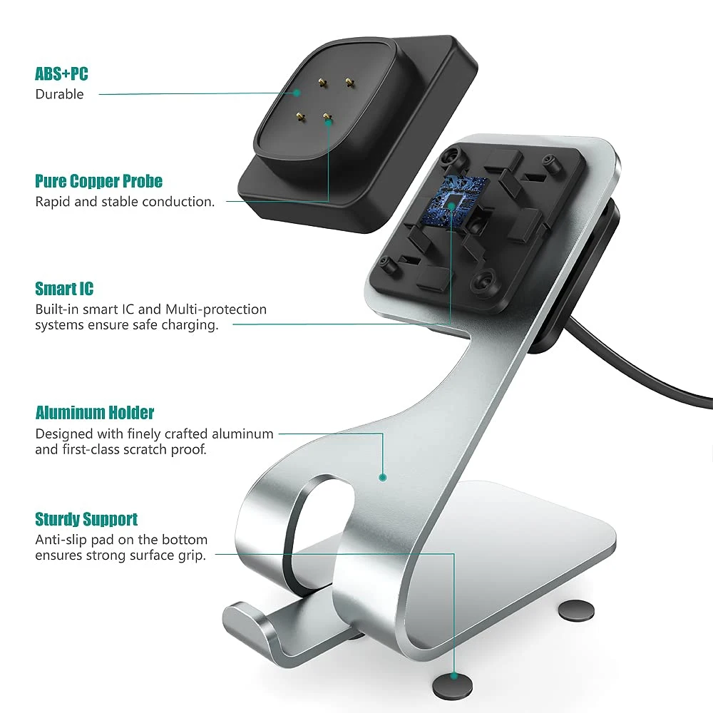 فيرسا 3 شاحن ل Fitbit تحسس Smartwatch اللاسلكية كابل يو اس بي مع المعادن عمود شحن حوض مهد اكسسوارات