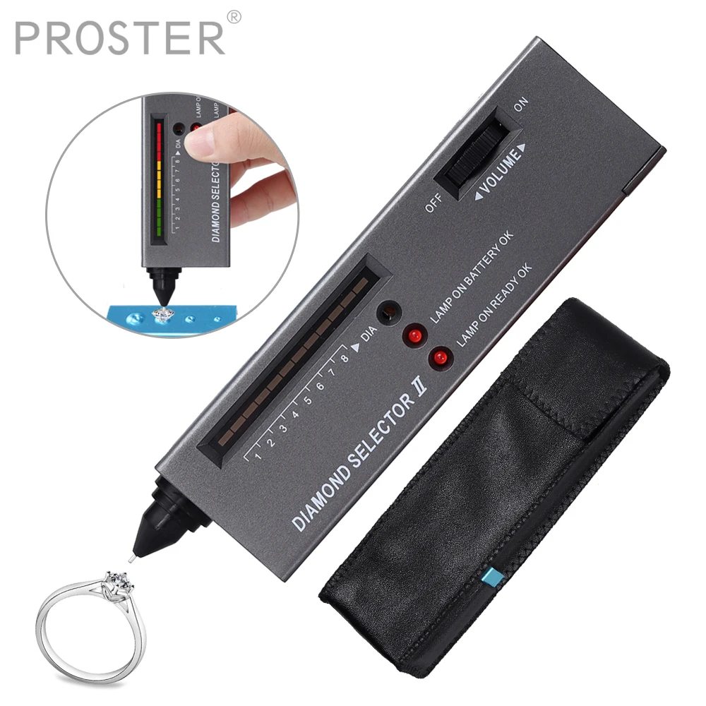 PROSTER Diamond Gems Selector II Tester Pen Portable V2 Gemstone Tester Tool Jeweler Tool with LCD Display & LED Light Indicator