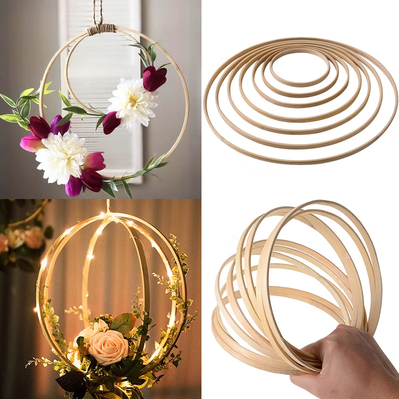 8-33cm Decorative Bamboo Circle DIY Handmade Material For Floral Wreath Dreamcatcher Wedding Decor Hoop Round Ring Home Decor