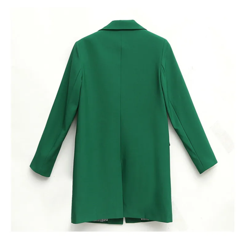 Chaqueta de traje informal para mujer, abrigo ajustado de manga larga con un solo botón, verde y negro, elegante, primavera y otoño