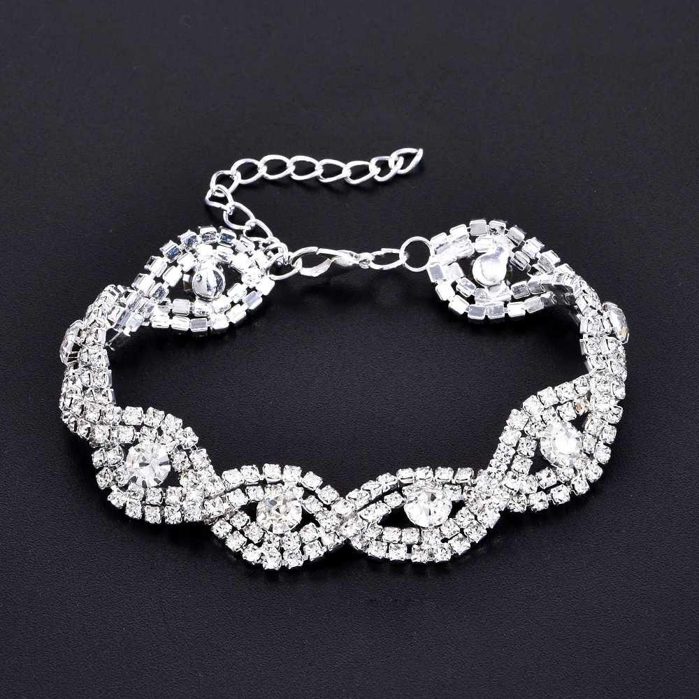 

Elegant Deluxe Rhinestone Crystal Bracelet Bangle For Women Fashion Charm Bracelets Trendy Jewelry Girls Gift