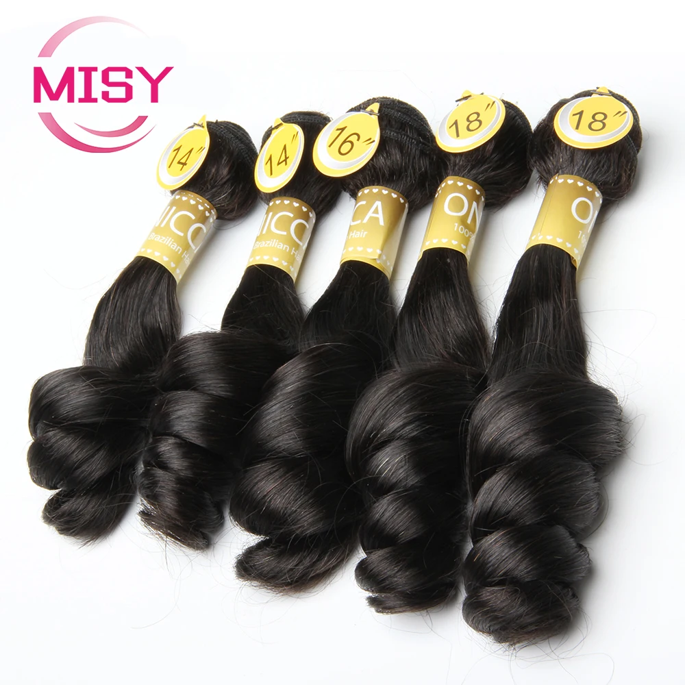 Htonicca-Tissage en Lot Brésilien Remy Naturel Noir pour Femme Africaine, 5 Pièces/Lot