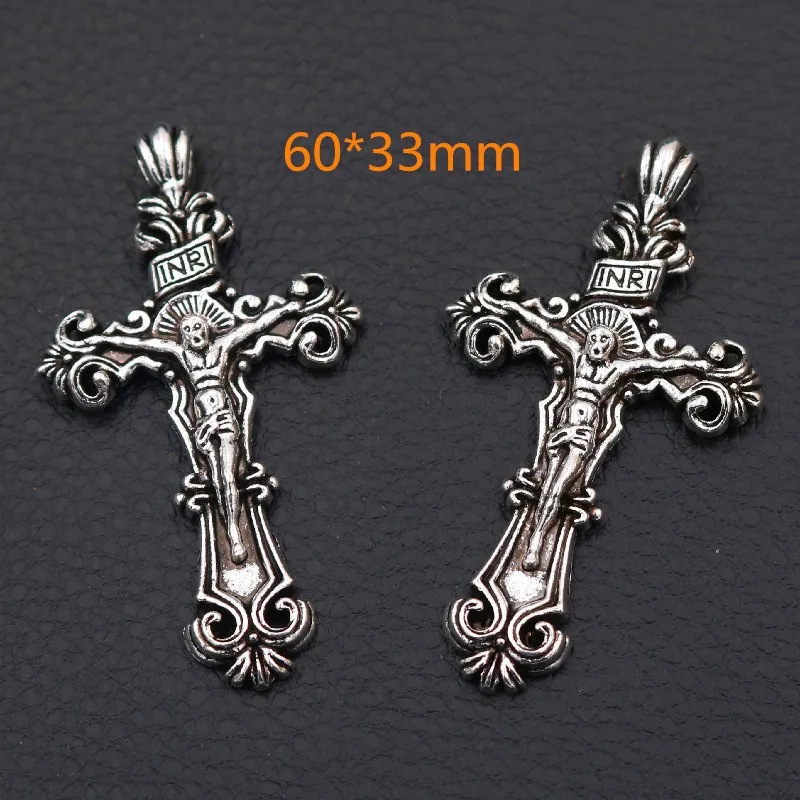 3pcs Retro Bible Crosses Pendants, Holy Crosses Charms, Jesus Crosses Charms, DIY Metal Necklace Charms, 60 * 33mm A2148
