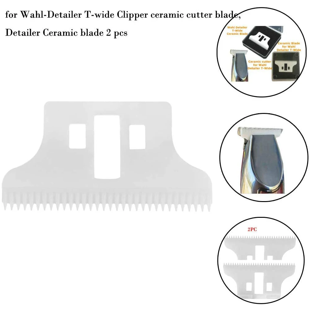 AD-Ceramic Blade , 2Pcs Ceramic Cutter Blade Replacement for Wahl-Detailer T-Wide