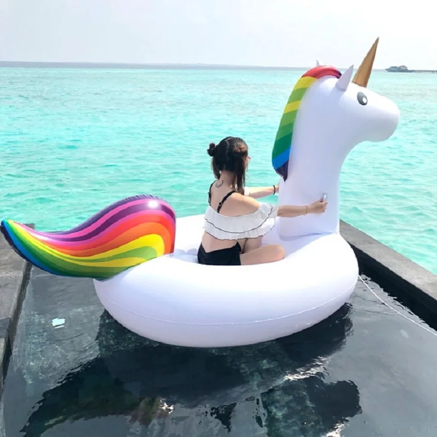 2M Unicorn Float Pool Inflatable Mattress Swimming Ring for Adult Kids Swimming Circle Floating Bed Beach Pool Party Toys