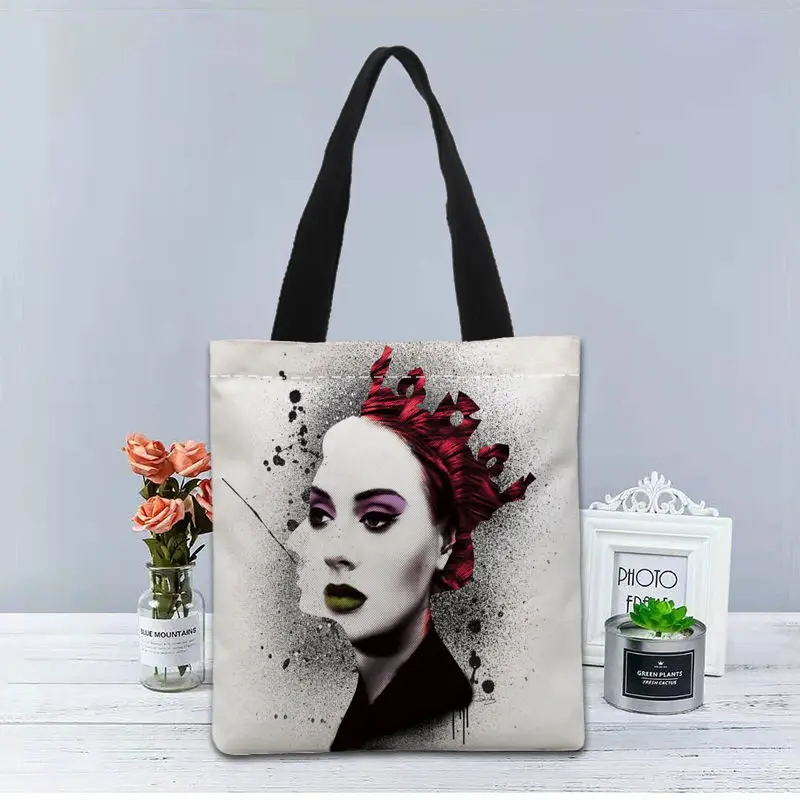 Nuevo bolso personalizado con estampado Adele Adkins, bolsos de mano de lona, bolso de compras de viaje, bolso de hombro útil informal, bolso de mujer