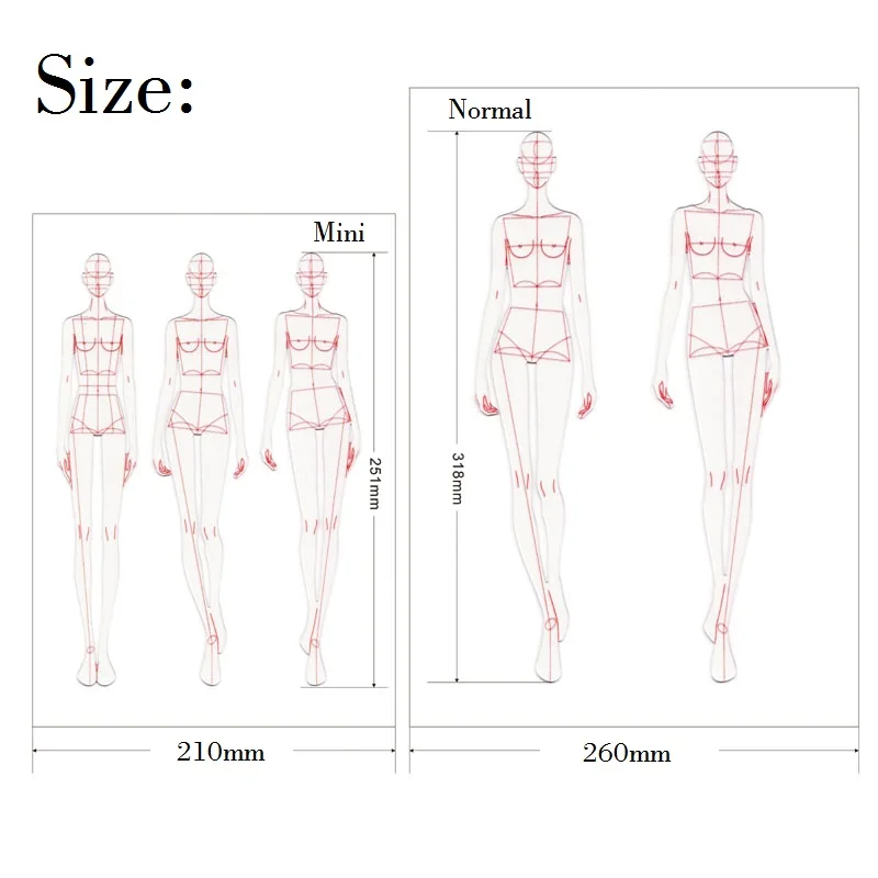 Fashion Ruler Fashion Line Drawing Human Dynamic Template for Cloth Rendering