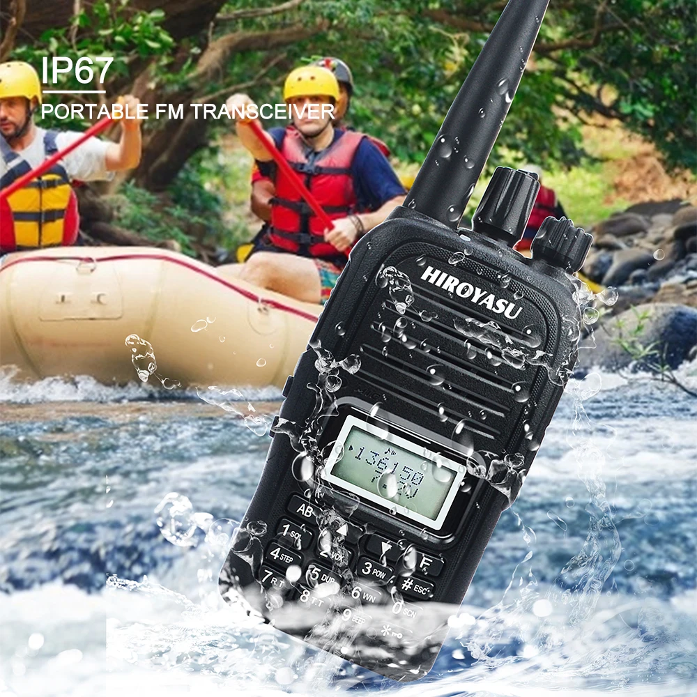 Walkie talkie impermeable VOX de doble banda VHF 136-174MHz y UHF 400-520MHz Scrambler roger beep talkie HIROYASU F2000