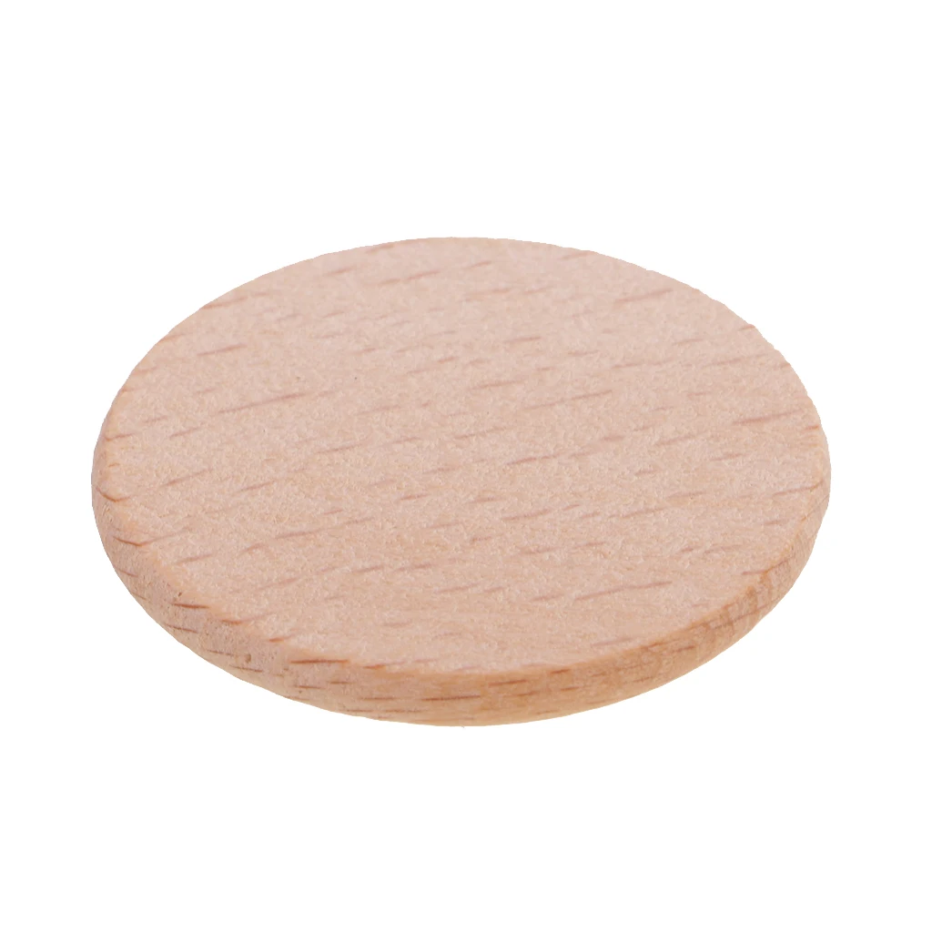 20 Pieces 36mm Wood Base Disk Round Pieces for DIY Painting Craft Scrapbooking