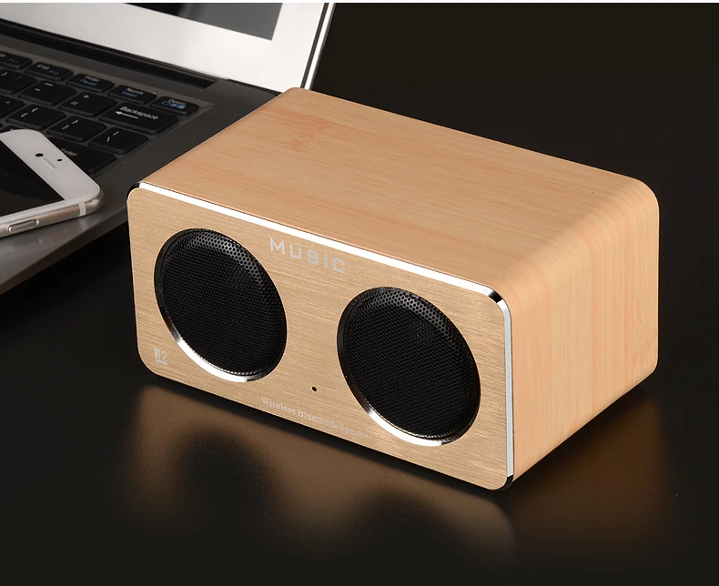 Mini-Portable Wooden Wireless Bluetooth Speaker HIFI Hi-Fi Audio Dual support for TF card/hearing aid Hands-free Low Speaker MP3