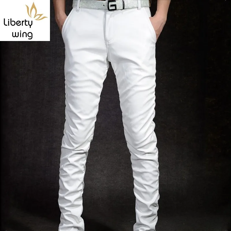 

New Arrival Mens Casual Pu Leather Trousers Motorcycle Skinny Streetwear Slim Fit Male Pants Plus Size