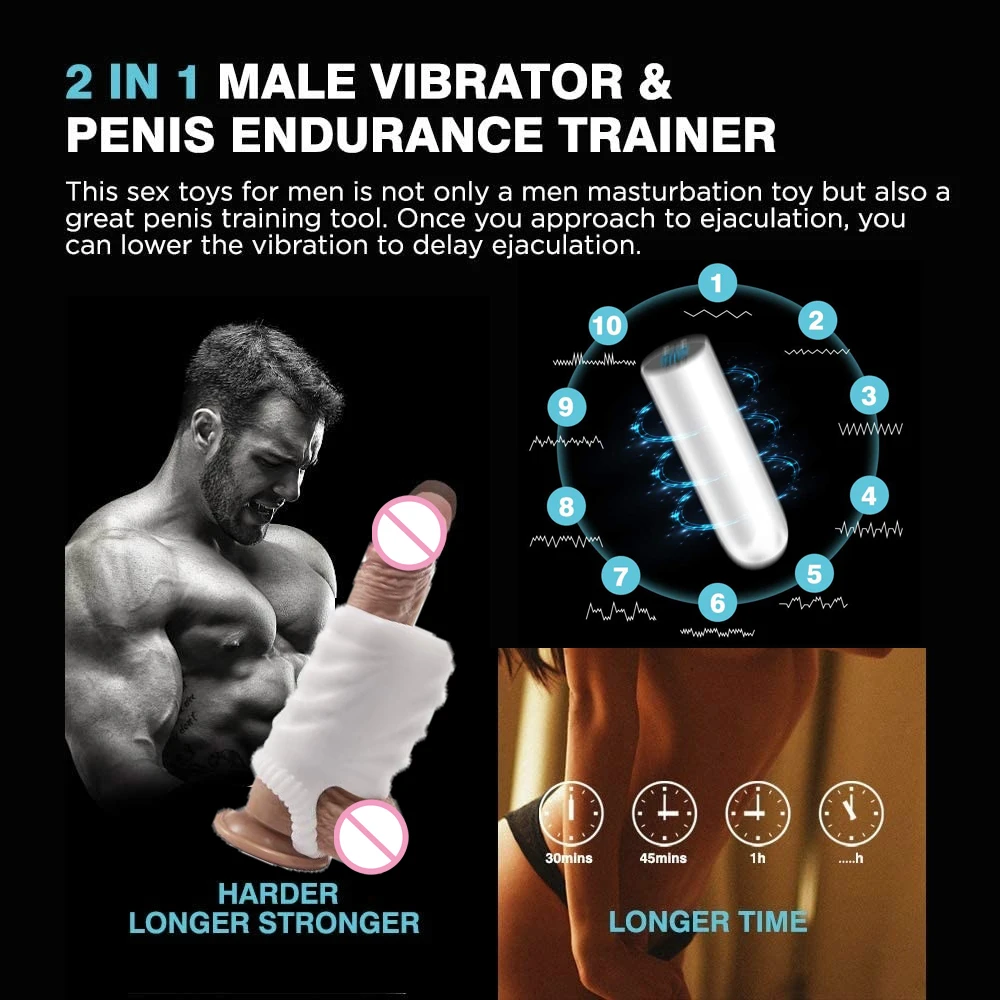 Vibrating Male Masturbator Powerful Bullet, 10 Strong Vibrations Vibrators Masturbation Penis Stimulator With Cock Ring Sex Toys