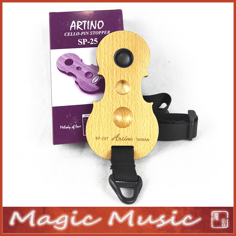 ARTINO Cello End Pin Stopper, Zelkova Endpin Holder, Adjustable for Cello Size 1/8, 1/4, 1/2, 3/4, 4/4, Made in Taiwan