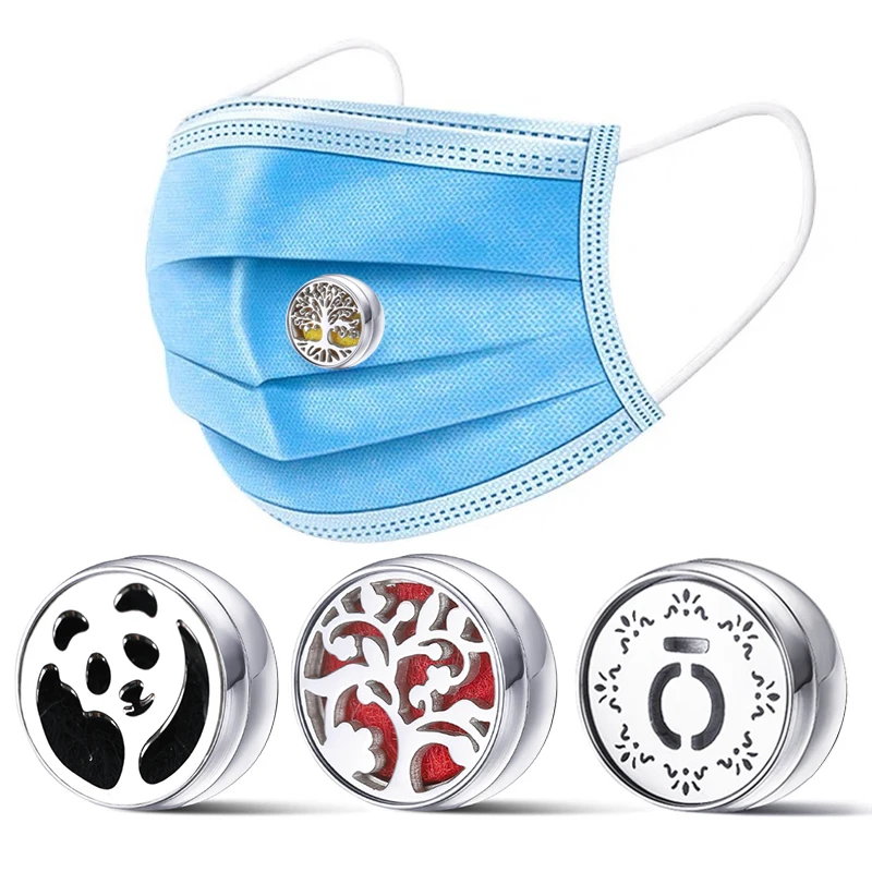 12mm Aromatherapy Collar Brooch Diffuser Locket Stainless Steel Tree of Life Hollow Pattern Neutral Essential Oil Perfume Buckle
