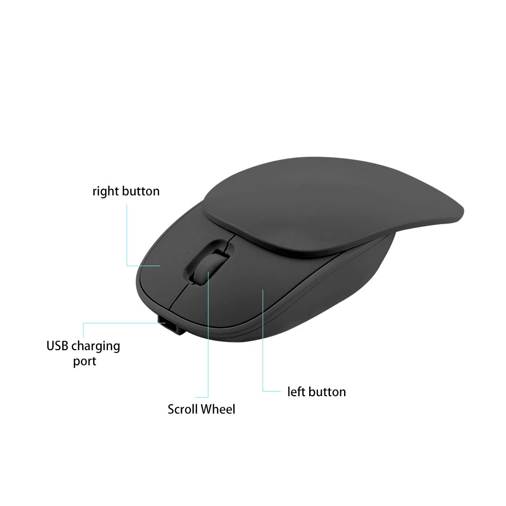 CHYI 2.4GHz Mini Slider Wireless Mouse Rechargeable 1600DPI Ultra-thin Business Office Mice for PC Computer Laptop Notebook