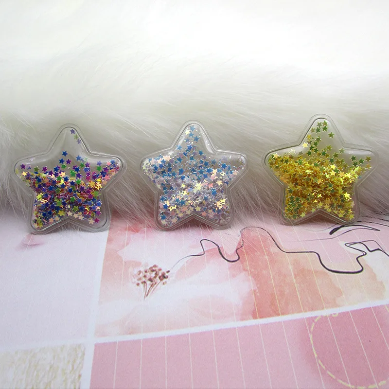 Parche de estrella de PVC transparente de fantasía, apliques con lentejuelas de estrellas para ropa, Clip para pastel, accesorios para la cabeza, 100 Uds./lote