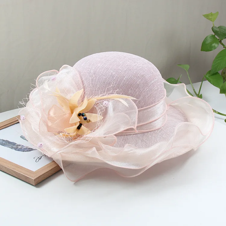 2021 Elegant Wedding Hats Spring Lady Luxury Fascinator Hat Women Cocktail Party Church Headpiece