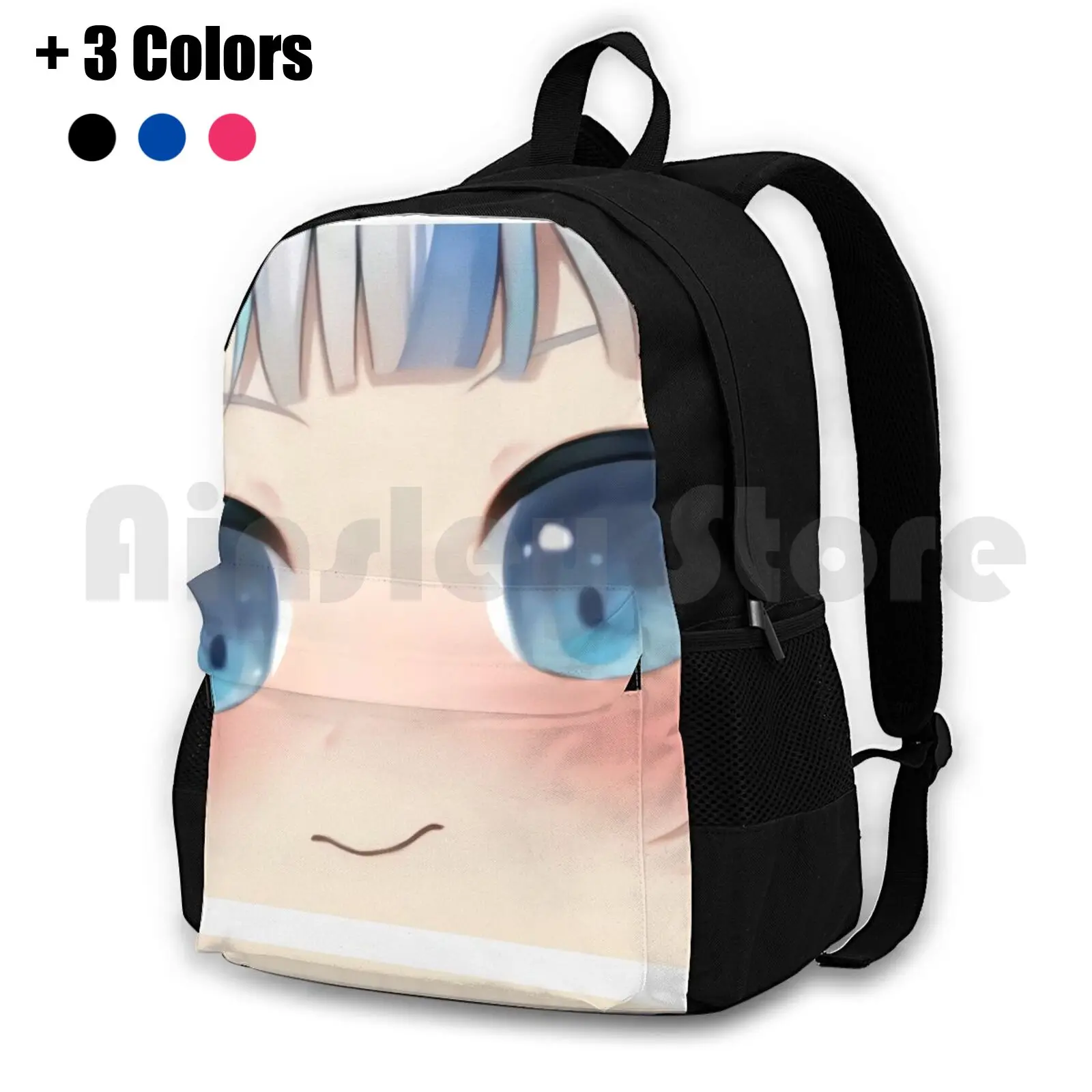 Gawr Gura Big Eyes Emote-Hololive #hololiveenglish #holomyth Outdoor Hiking Backpack Waterproof Camping Travel Gawr Gura Gawr