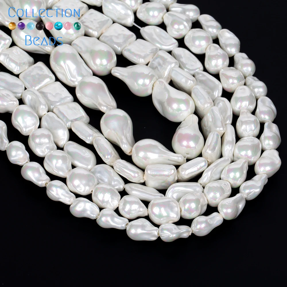 1 3 5 10pcs Natural Electroplating Imitation Baroque Pearl Shell Beads Loose White Beads For Jewelry Making Diy Bracelet