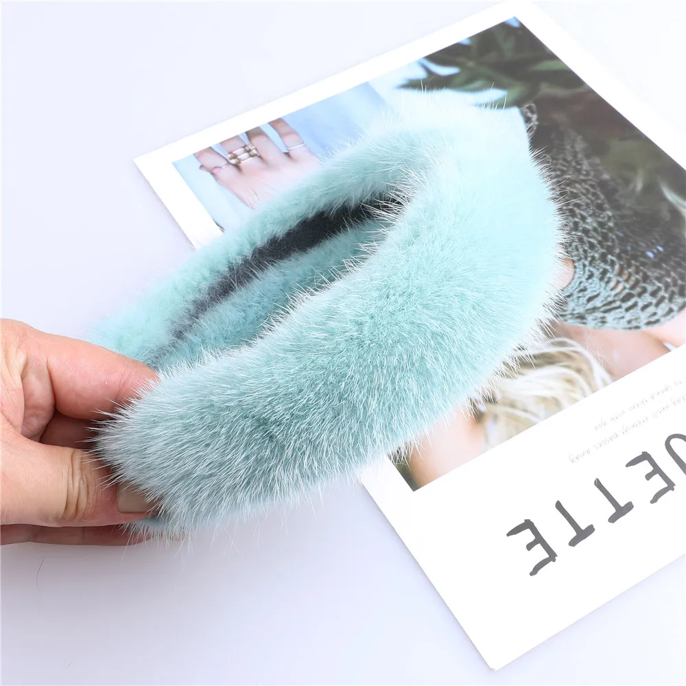 2022 Women\'s luxury winter 100% mink fur headband high quality real fur hair band lady fashion hair hoop