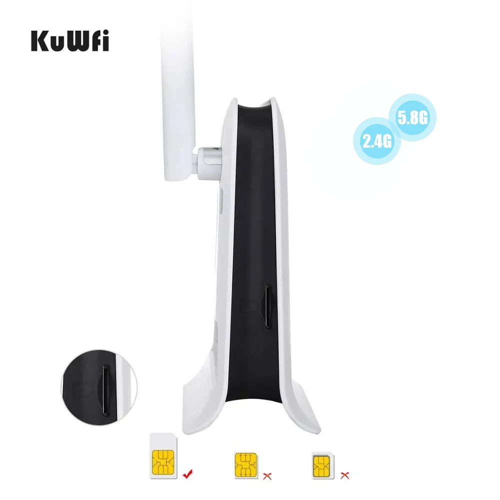 KuWFi 4G LTE Router Dual Band 750Mbps 3G/4G SIM Karte Router Entsperrt 4G FDD/TDD Mit RJ45 Lan Port Unterstützung 32 Wifi Benutzer