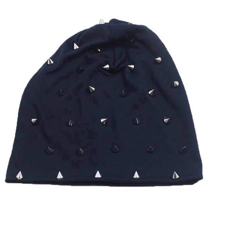 New Fashion Hip Hop Autumn Men Beanies Skullies Rivet Casual Warm Hat Brand Silvery Beauty Hats Bonnet Sale