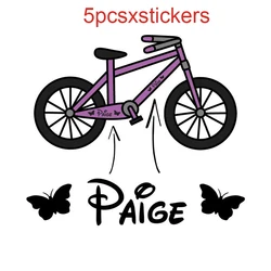 5Pcs Girls Personalised Name Bike Frame Vinyl Decal Sticker Childs Kids Bicycle Custom Bike Fram Name Helmet Water Bottle Vinyl
