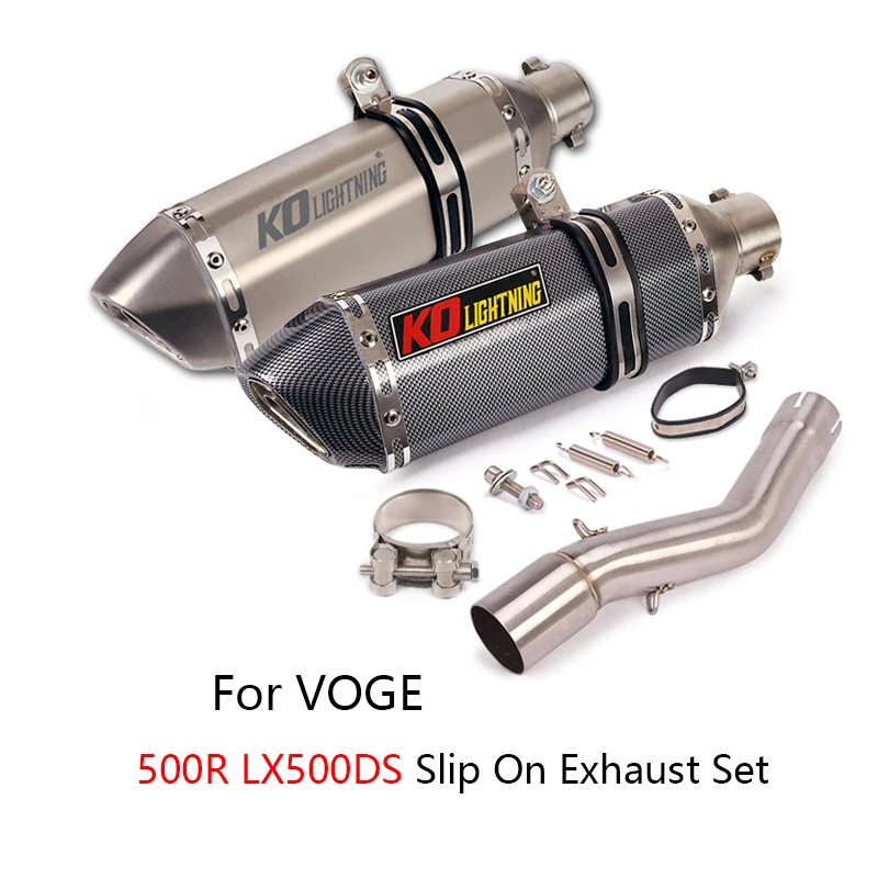 For Voge LX500R Motorcycle Exhaust Pipe Stainless Steel Mid Link Pipe Slip On 51mm Muffler Escape Removable Db Killer